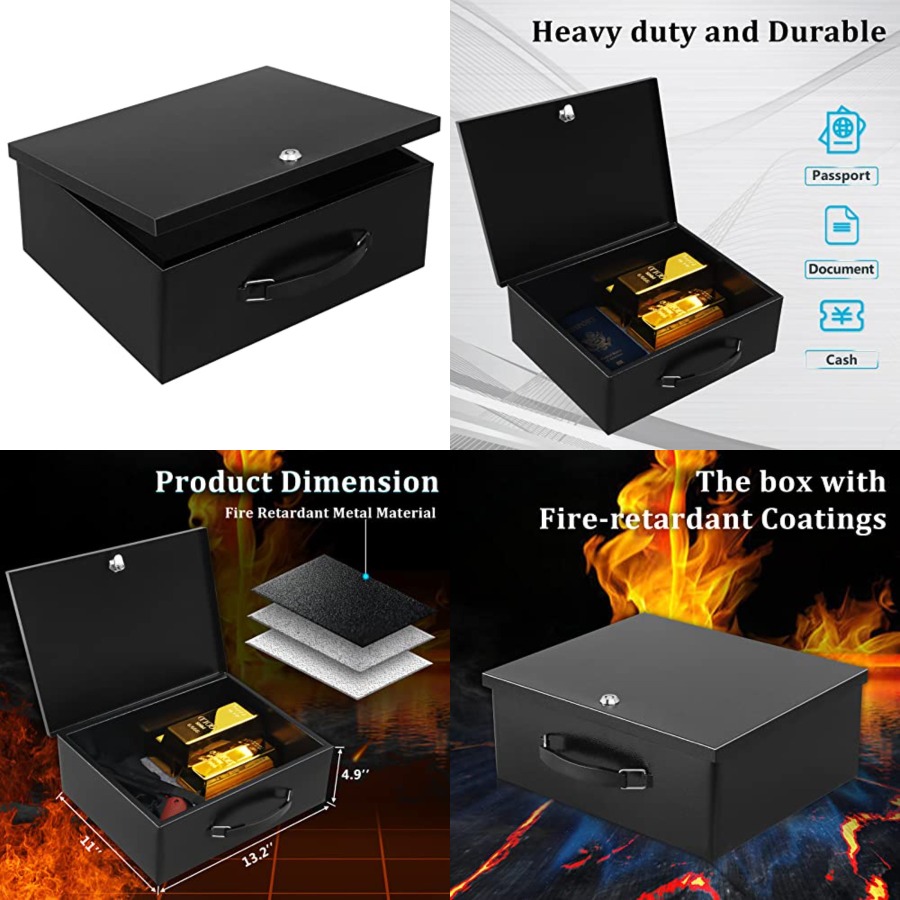 Portable Metal Safe Box with K - Fire Safe Document review and price