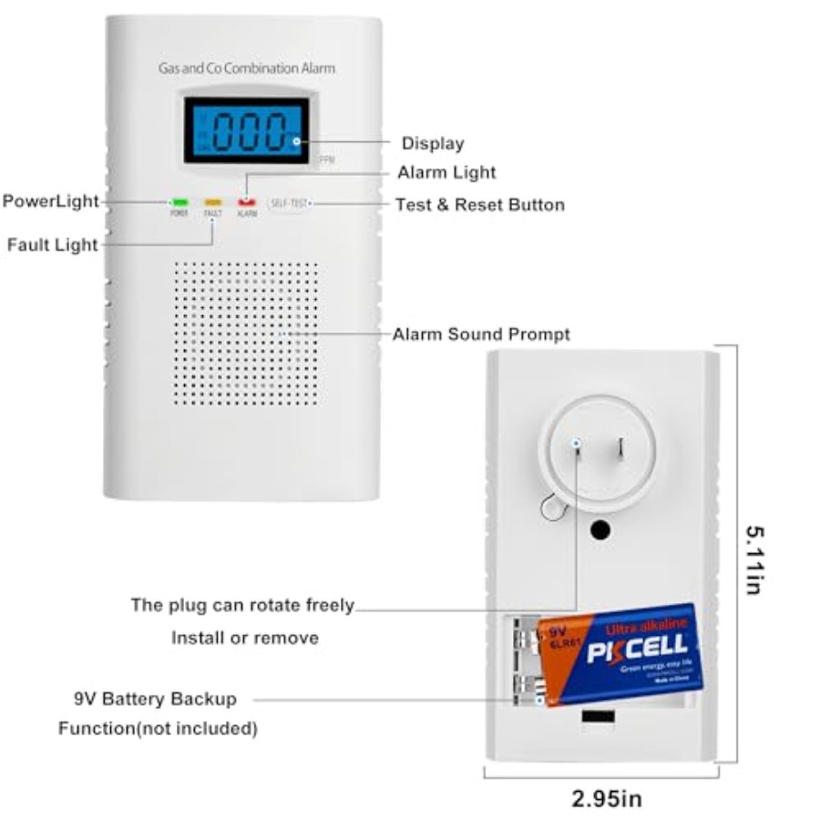 2 Pack Combination Gas and Car - Co Detector Plug review and price