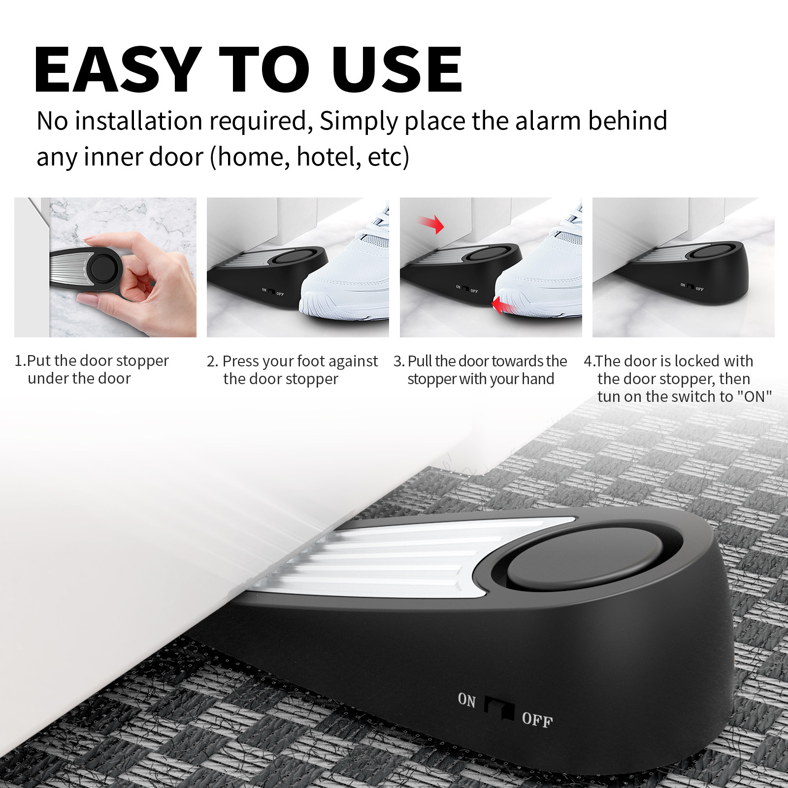 Wireless 130dB Door Stop Alarm - Door Stop Alarm review and price