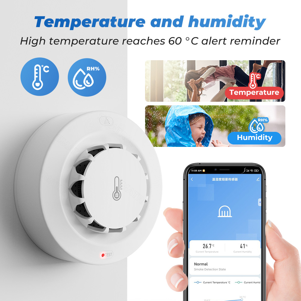 Tuya WiFi Smoke Alarm Temperat - Smoke Detector Interconnected review and price